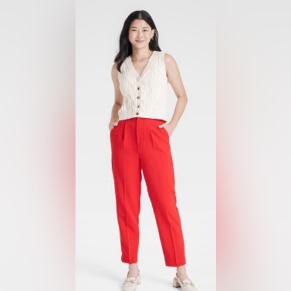 NWT A New Day Tapered High-Rise Coral Ankle Pants 8